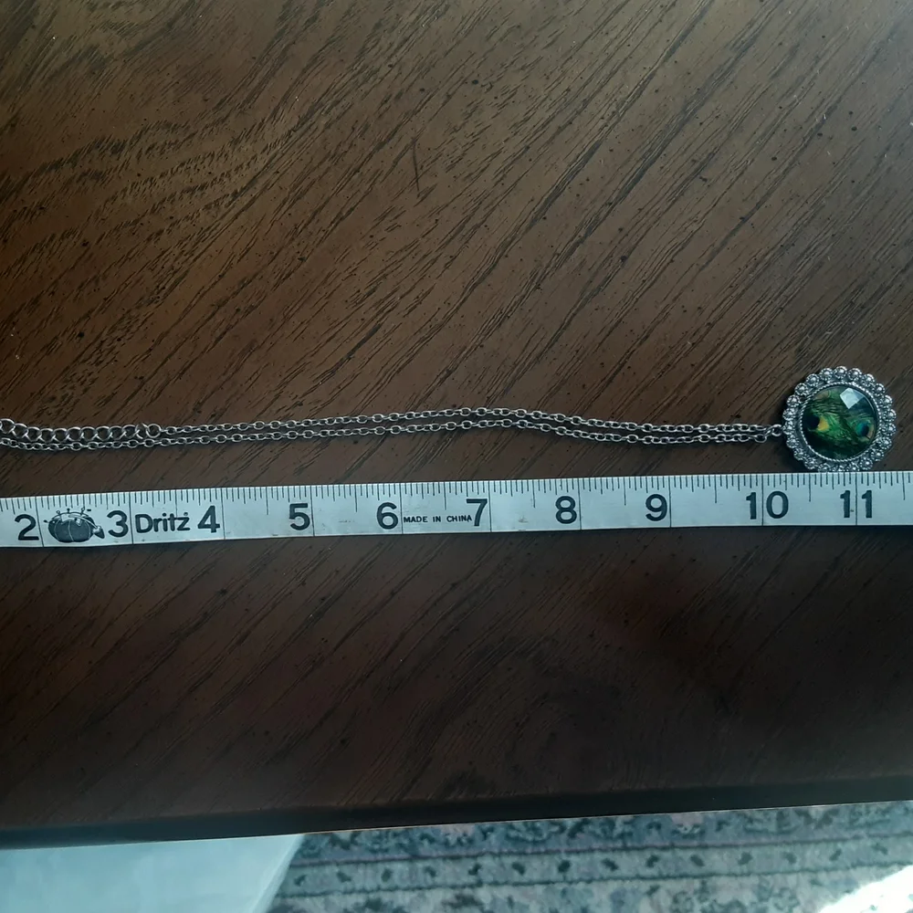 Peacock Feather Pendant Necklace - Picture 6 of 6